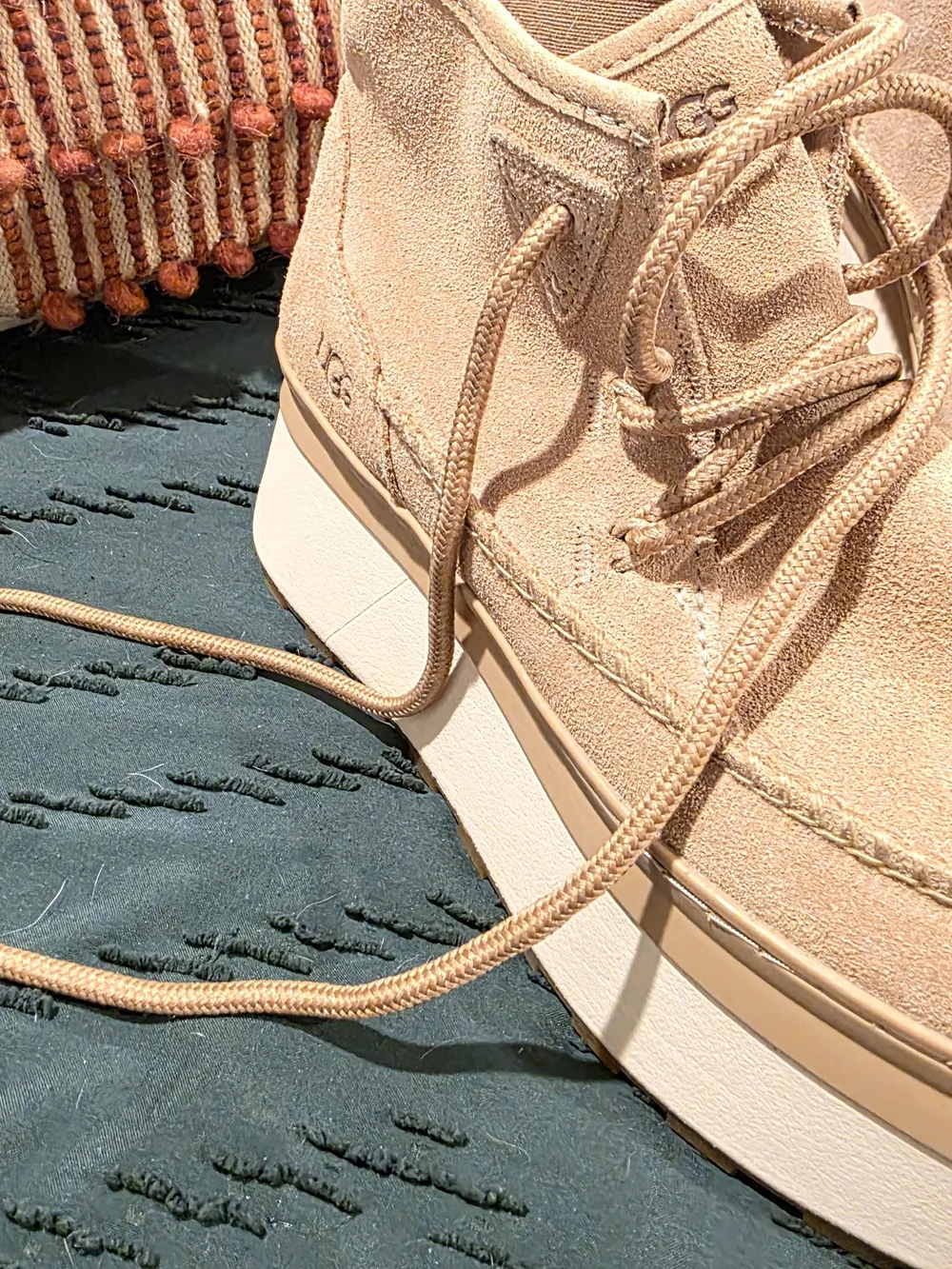 UGG Marin Tan Suede Lace-Up Platform Ankle Boots - Picture 5 of 9